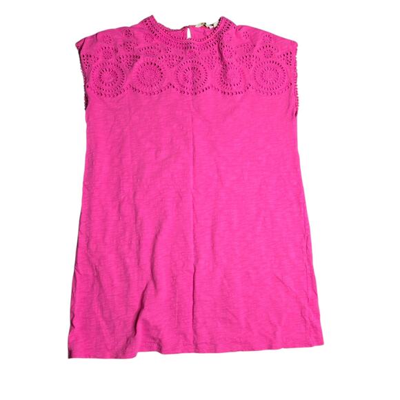Boden Cutwork Jersey T-Shirt Pink Women's Dress Size: 16/18R - Picture 2 of 7